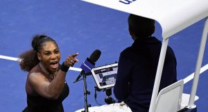 Serena Williams yelling ar Carlos Ramos