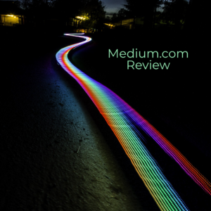 neon rainbow motif along road at night